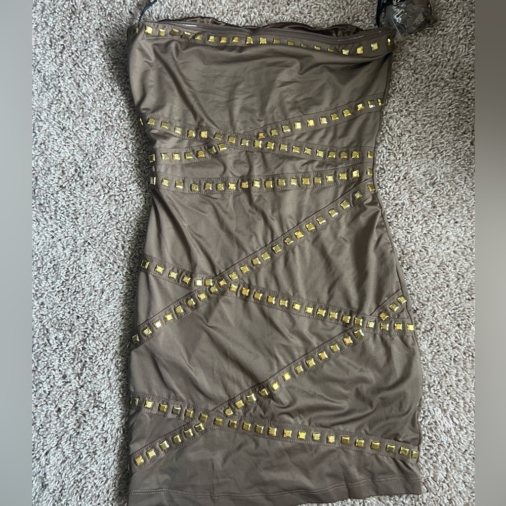 Strapless dress with stud accents